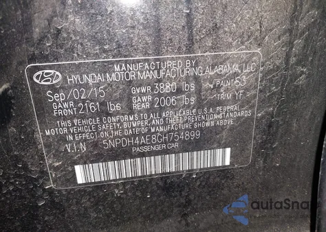 2016 Hyundai Elantra Se z USA, uszkodzony, nr VIN 5NPDH4AE8GH754899